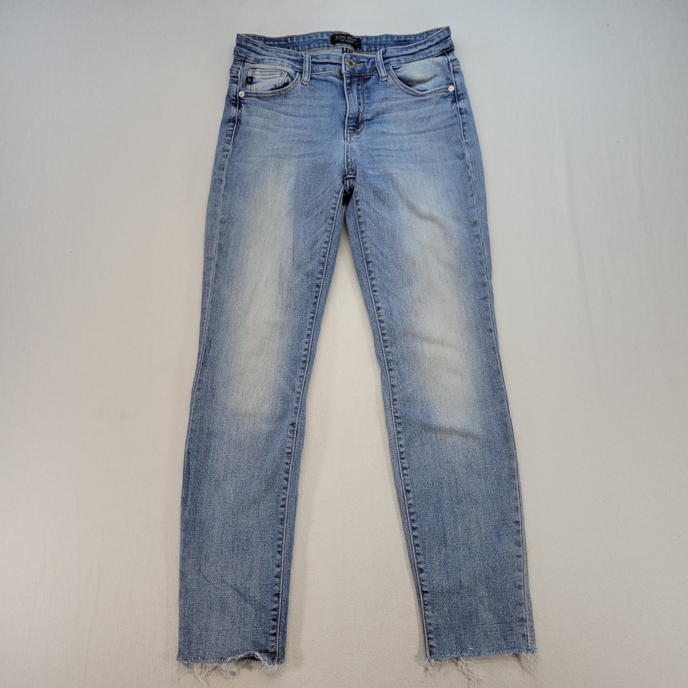 Judy Blue Boyfriend Jeans Womens 5/27 Light Wash Raw Hem Stretch Denim